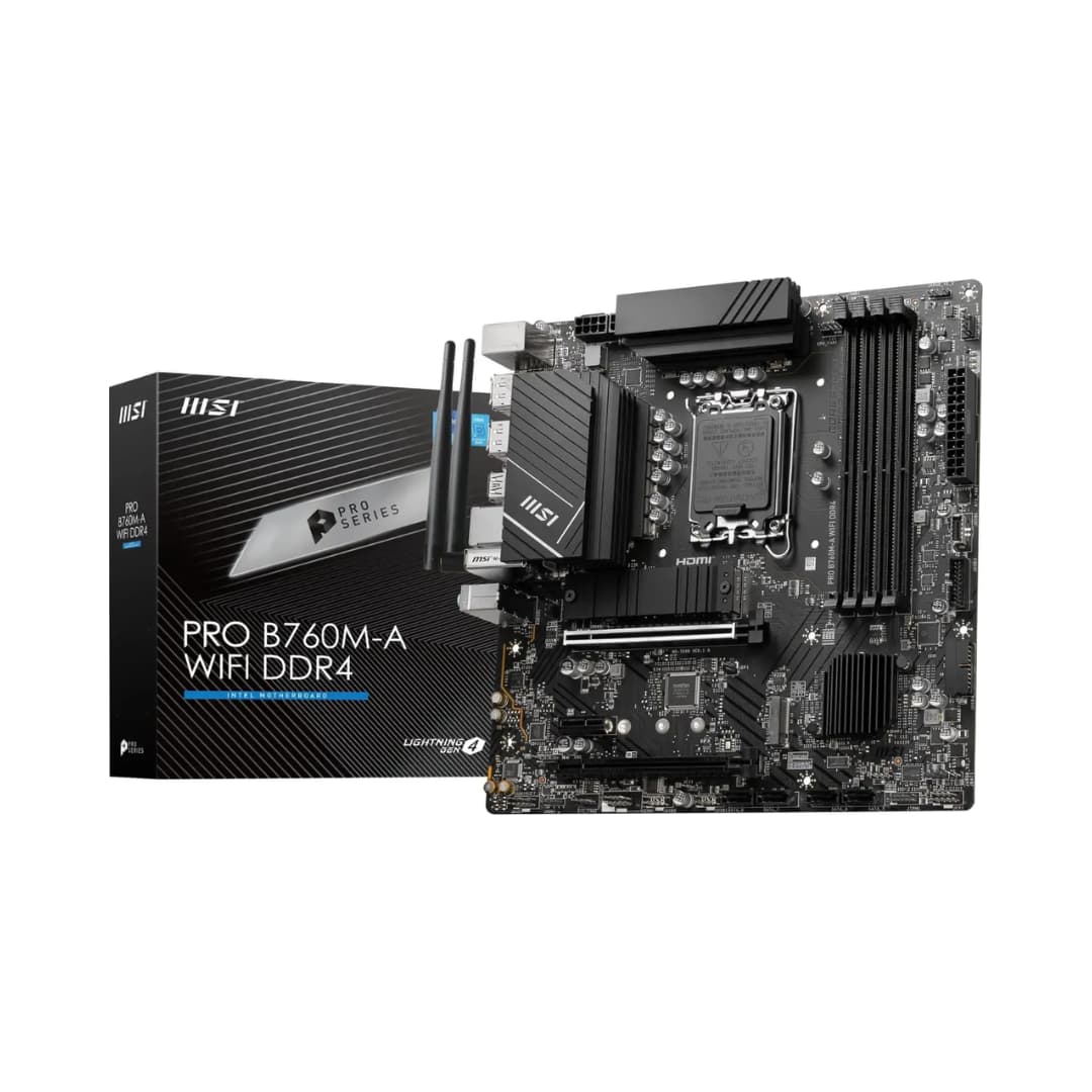 MSI - PRO B760M-A WIFI DDR4 (Socket LGA 1700) Intel B760 ATX DDR4 Wi-Fi 6E Motherboard - Black